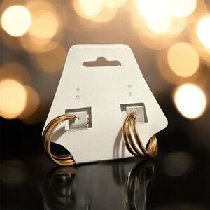 Gold Tone Twisted Stainless Steel Hoop Earrings